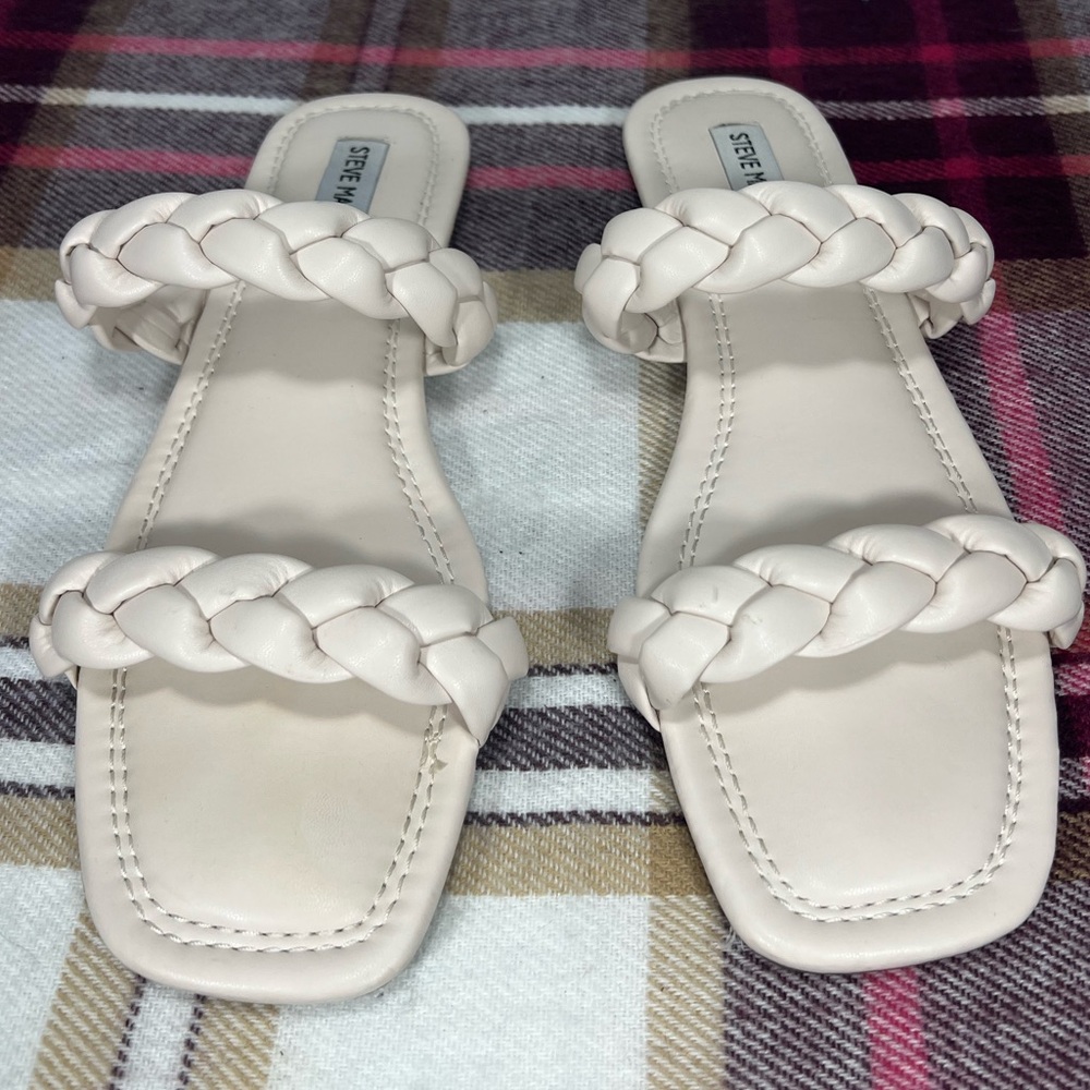 Steve Madden Persia Marshmallow Cream Braided Sandals